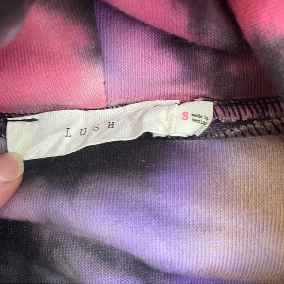 Lush Tie-Dye Colorful Sweatshirt Draw String Waist Tie Sweater Womens Size Small - Picture 4 of 10